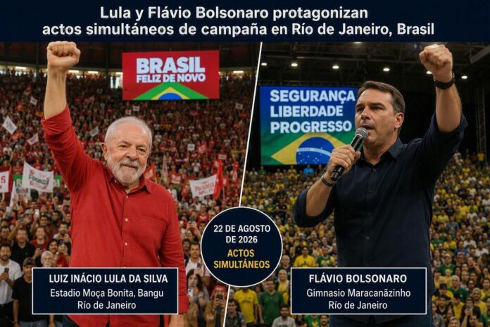 Lula y Flavio Bolsonaro en campaña simultánea